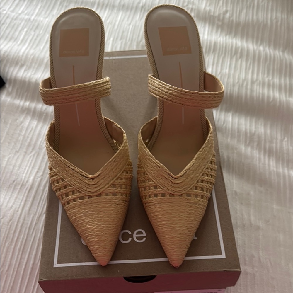 Dolce Vita Kaline Tan Woven Mules